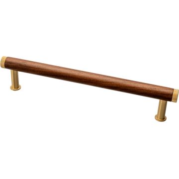 Möbelgriff 'Qupon' Nussbaum / gebürstetes Messing