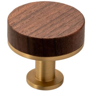Möbelknopf 'Qupon' Nussbaum / gebürstetes Messing