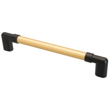 Möbelgriff 'Pipe' Schwarz / Messing gebürstet