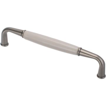 Porzellangriff 'Saga' Nickel Patiniert / Cremefarben