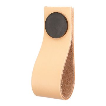 Lederschlaufen 'Plain' Beige Leder / Schwarz
