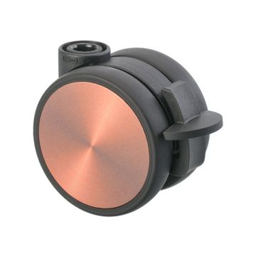 Möbelrolle 'Flat' Ø 65 Schwarz / Kupfer mit Radfeststeller
