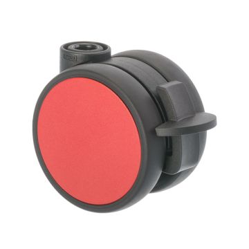 Möbelrolle 'Flat' Ø 65 Schwarz / Rot mit Radfeststeller
