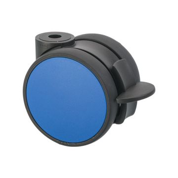 Möbelrolle 'Flat' Ø 75 Schwarz / Blau mit Radfeststeller