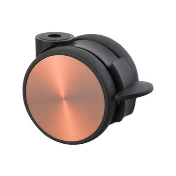 Möbelrolle 'Flat' Ø 75 Schwarz / Kupfer mit Radfeststeller