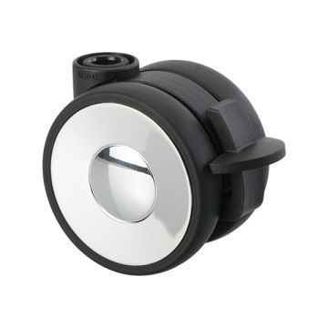 Möbelrolle 'Ring' Ø 65 Schwarz / Chrom mit Radfeststeller