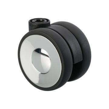 Möbelrolle 'Ring' Ø 65 Schwarz / Chrom ohne Radfeststeller