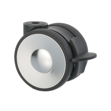 Möbelrolle 'Ring' Ø 75 Schwarz / Chrom mit Radfeststeller