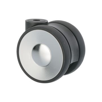 Möbelrolle 'Ring' Ø 75 Schwarz / Chrom ohne Radfeststeller