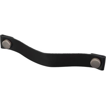 Ledergriff 'Arc' Schwarz Leder / Edelstahlfinish