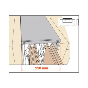 SALICE - Exedra Befestigung der Abdeckseite 110 mm LPS=370-650 mm