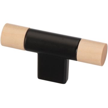 T-Knopf 'Round' Schwarz / Ahorn Natur