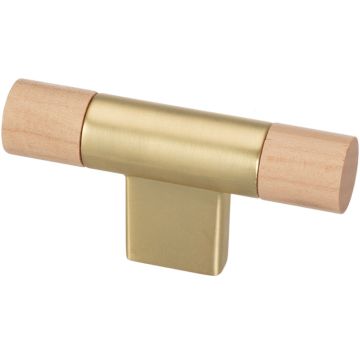 T-Knopf 'Round' Gebürstetes Gold / Ahorn Natur